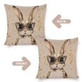 thumbnail image 3 of Modern Sofa Throw Pillow Cover Decorative Outdoor Linen Fabric Pillow Case Rabbit Wearing Leopard Glasses Pillowcase Cute Bunny with Leopard-print Glasses Throw Pillowcases for Sofa Couch 16"x16", 3 of 7
