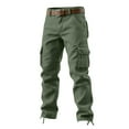 thumbnail image 3 of Aobny Men's Pants Open Bottom Pockets Green Baggy Jogger Loose Long Tactical Cargo Mens Stretch Pants,30, 3 of 4