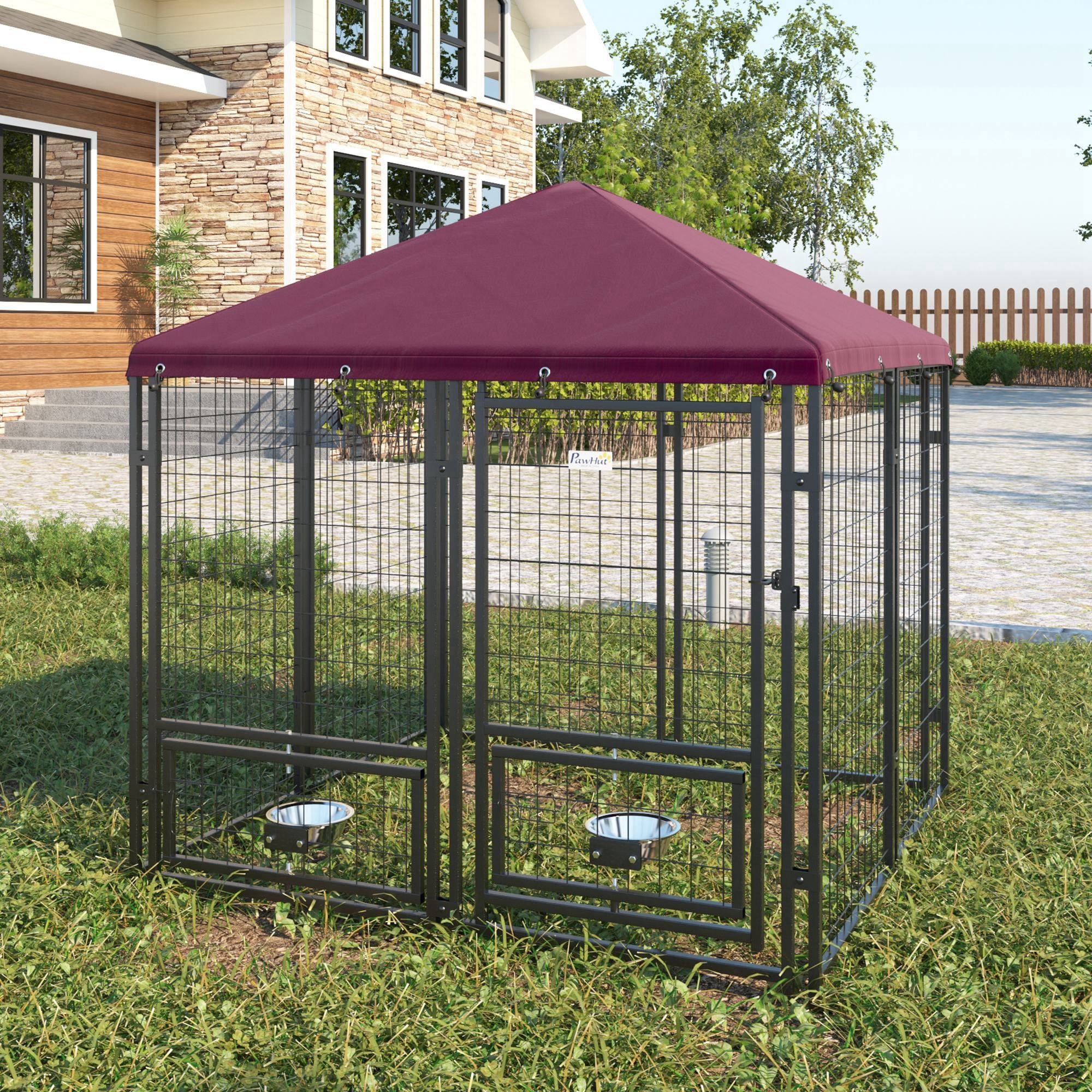 Dranite  5x5 ft Outdoor Dog Kennel, Heavy Duty Wire Metal Pet Playpen with Steel Frame