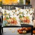 thumbnail image 3 of Fall Pillow Covers 20x20 Inch Set of 2 Blue Green Pumpkins Maple Leaves Autumn Crucifix Decorations Farmhouse Throw Pillows Cushion Case Home Decor Harvest Thanksgiving Throw Pillow Cover, 3 of 6