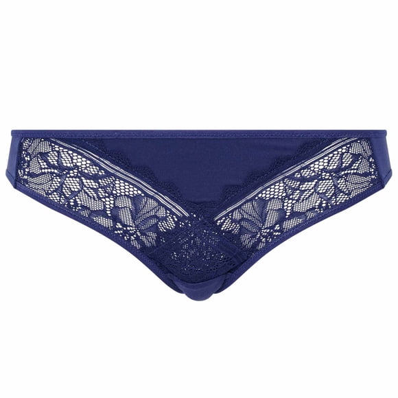 FEMILET calzoncillos de mujer - Toque floral, encaje floral, material de malla opaco Azul oscuro XL (X-Large)