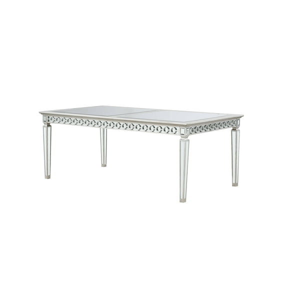 ACME Varian Dining Table (78"L), Mirrored & Antique Platinum