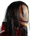 thumbnail image 3 of Halloween Horror Fancy Dress Party Mask Bloody Lifelike Horror Smiley Cosplay Tricky Latex Pullover Mask With Hair Costume Props, 3 of 5