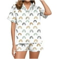 thumbnail image 7 of Short Pajamas for Women Cute Graphic 2 Piece Pajama Set Short Sleeve Button Down Sleepwear Lapel Shirt Pj Short Set, 7 of 7