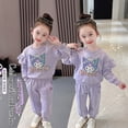 thumbnail image 2 of Anime Sanrioed Kuromi Melody Children's Sports Suit Girl Kawaii Kpop Sweatshirt Tops Pants 2Pcs Suit Pullover Casual Y2K Clothes, 2 of 5