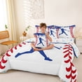 thumbnail image 3 of Erosebridal Navy Blue Dripping Baseball Stitch & Hitter Silhouette Graphic Twin Bedding Sets 7-Piece, Sport Graphic Bedding Comforter Set for Boys And Girls Kids,Breathable Home Decor, 3 of 6