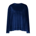 thumbnail image 4 of CFLVAEK Velvet Tops for Women Plus Size Long Sleeve Dress Casual Shirt Comfy Round Neck Blouses Solid Color Oversized Shirts Blue XL, 4 of 6
