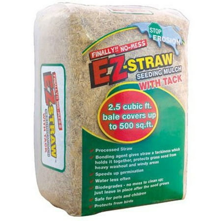 Seeding Mulch With Tack, Organic Straw Seeding Mulch with Tackfier to hold Straw in place. Protects Grass Seed from Heavy Washout and Windy Areas By EZ (Best Mulch For Playground Area)