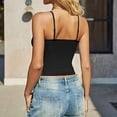 thumbnail image 4 of Womens Ruched Bust Cami Tops V Neck Sleeveless Spaghetti Strap Fitted Fitted Cropped Casual Everyday Summer Blouses Black M, 4 of 6