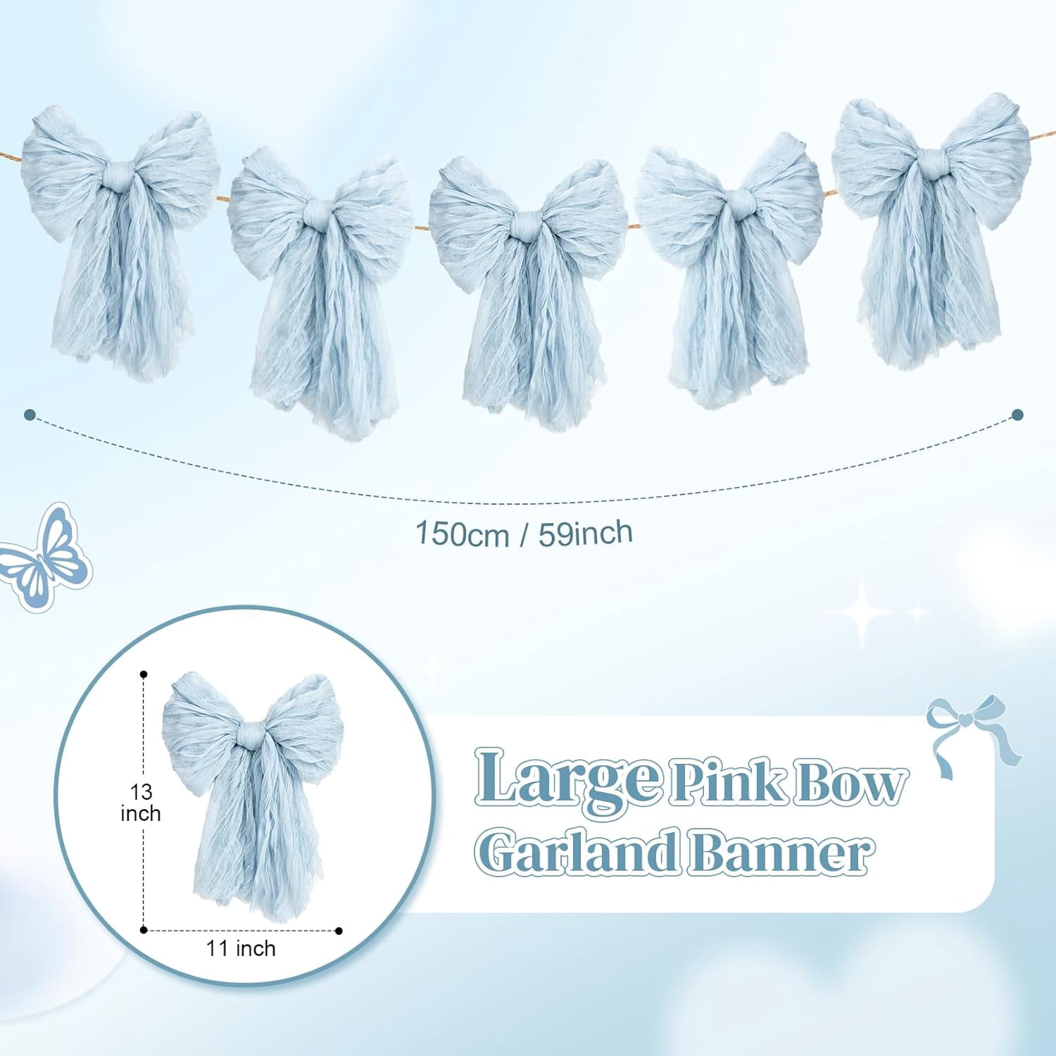 Dalrosia Large Bow Garland Banners for Coquette Birthday Party Decorations-Bow Themed Birthday Decor for Baby Shower Bridal Shower Bachelorette Party Wedding Favors Supplies