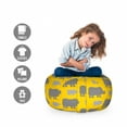 thumbnail image 2 of Safari Storage Toy Bag Chair, Animal Silhouettes Wilderness Horned Animals Zoo Pattern Illustration, Stuffed Animal Organizer Washable Bag, Small Size, Earth Yellow Blue Grey, by Ambesonne, 2 of 3