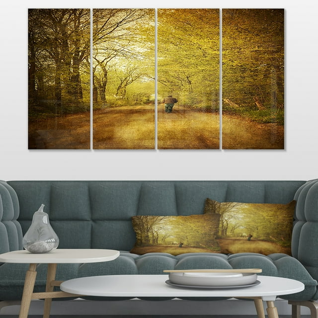 Homme Marchant Seul sur une Route Rurale - Impression sur Toile Paysage