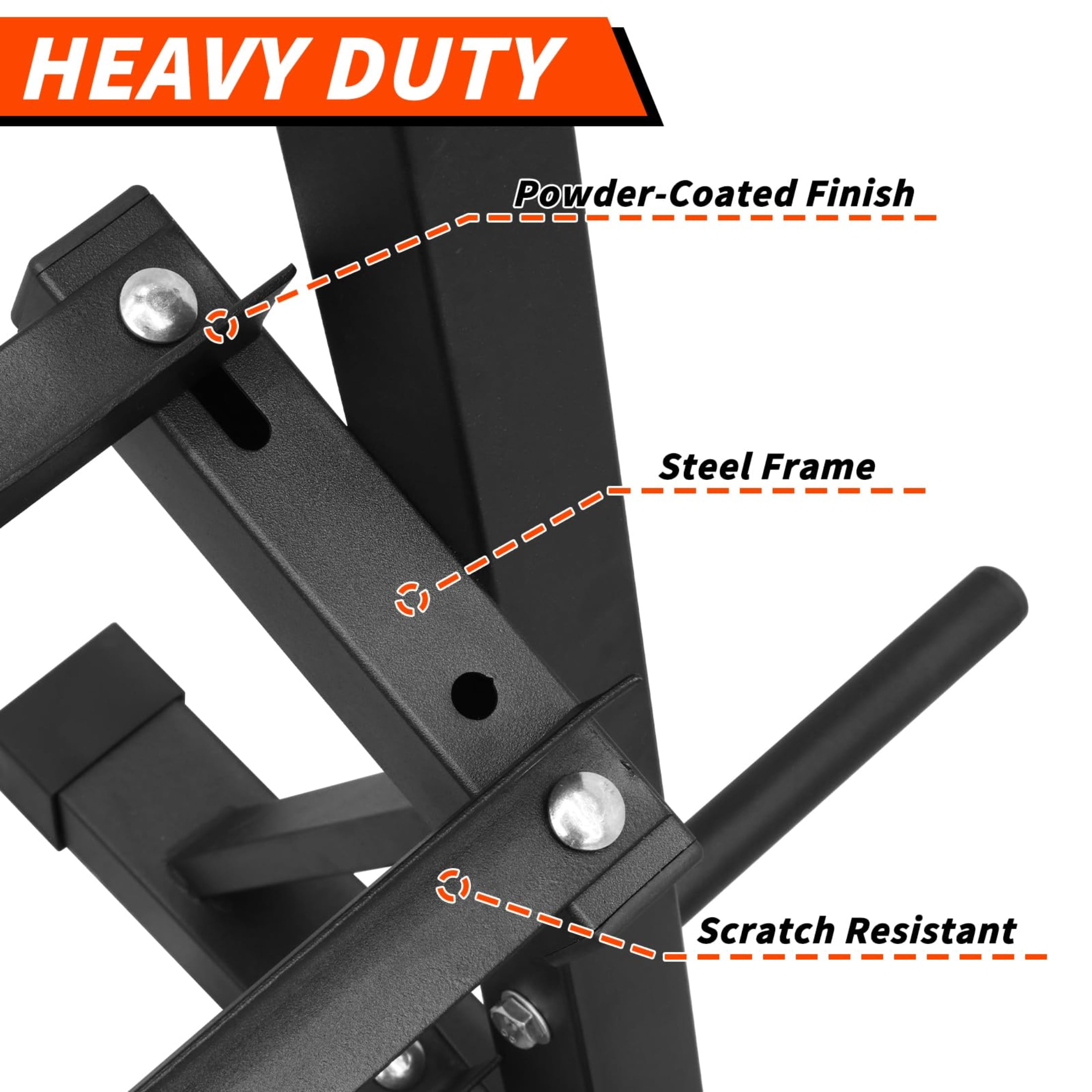 HOUGEET Dumbbell Rack – 3 Tier Adjustable Weight Storage Stand with Side Barbell Plate Holder – Multi Purpose Home Gym Organizer for Dumbbells