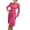 Hot Pink, variant on Herrnalise Women's Fashion Long Sleeve V-Neck Zipper Tie Loose Solid Color Dresses S-2XL