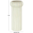 thumbnail image 3 of DecMode 12" Abstract Round White Ceramic Vase with Green Linear Patterns, 3 of 9