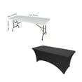 thumbnail image 2 of Gowinex 2 Pack 6FT Black Spandex Tablecloth Stretch Fitted Table Cover for Rectangular Table, 2 of 7