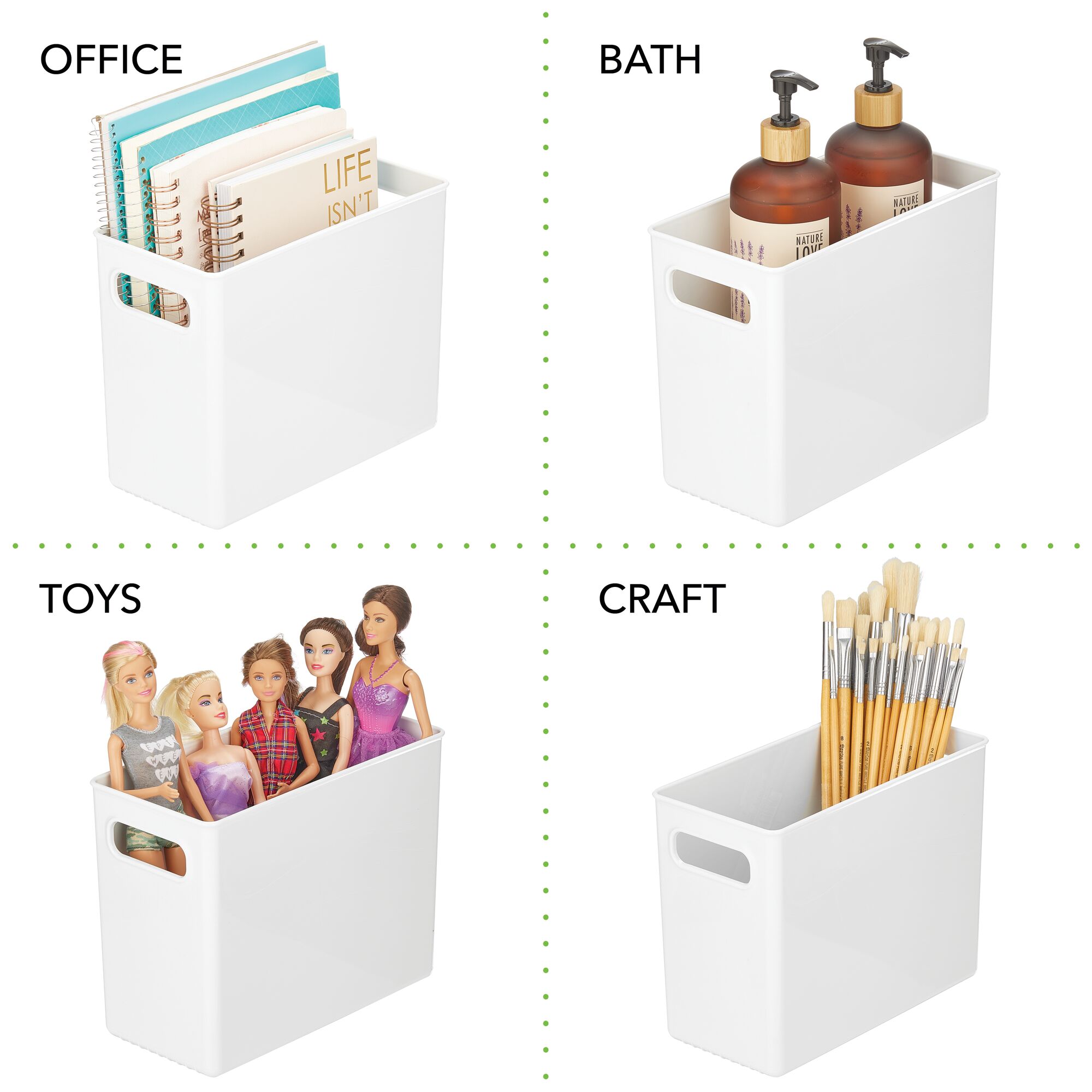 Buy mDesign Tall Plastic Office Storage Bin with Handles Organizer