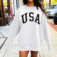 thumbnail image 4 of USA Graphic Sweatshirts for Women 2025 Long Sleeve Crewneck Drop Shoulder Sweatshirt Pullover Tops Fall Winter Outfits, 4 of 5