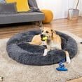 thumbnail image 3 of Best Choice Products 45in Dog Bed Self-Warming Plush Shag Fur Donut Calming Pet Bed Cuddler - Gray, 3 of 8