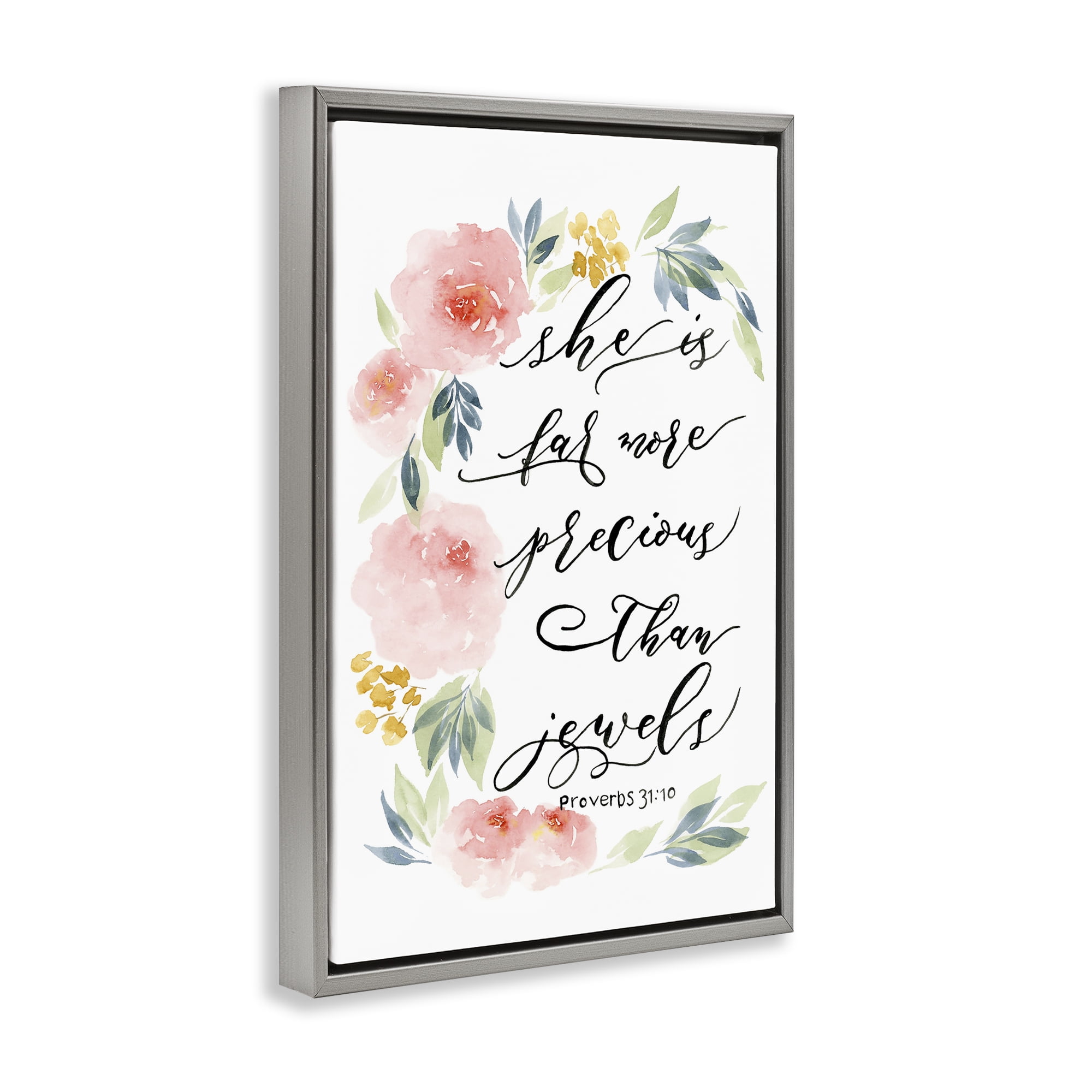 Stupell Industries Far More Precious Than Jewels Gray Framed Floater Canvas Wall Art, design by Lucille Price