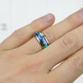 thumbnail image 2 of Genuine Australian Blue Fire Opal With Abalone Shell Tungsten Ring For Him For Her, Size 8, 2 of 5