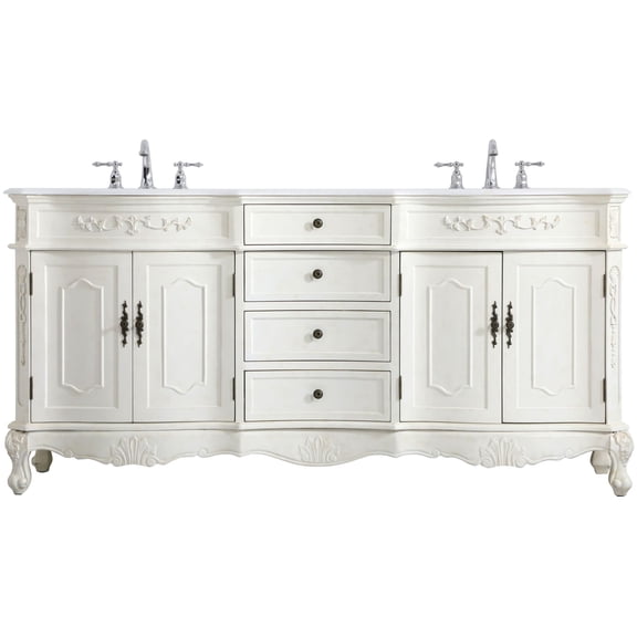 Elegant Lighting Vf10172d-Vw Danville 72" Free Standing Double Basin Vanity Set - Off
