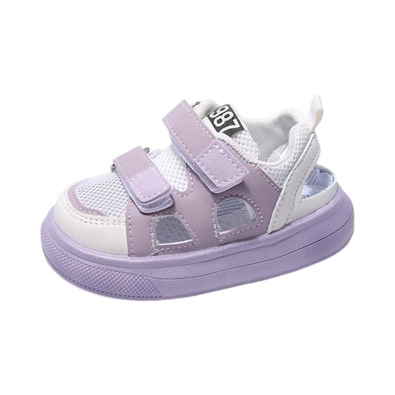 LTTVQM Wide Toe Box Shoes Toddler Mesh Breathable Comfort Platform Barefoot Shoe with Double Snap Non-Slip Indoor Outdoor Walking Sandals Light Purple 6.5 Toddlerr