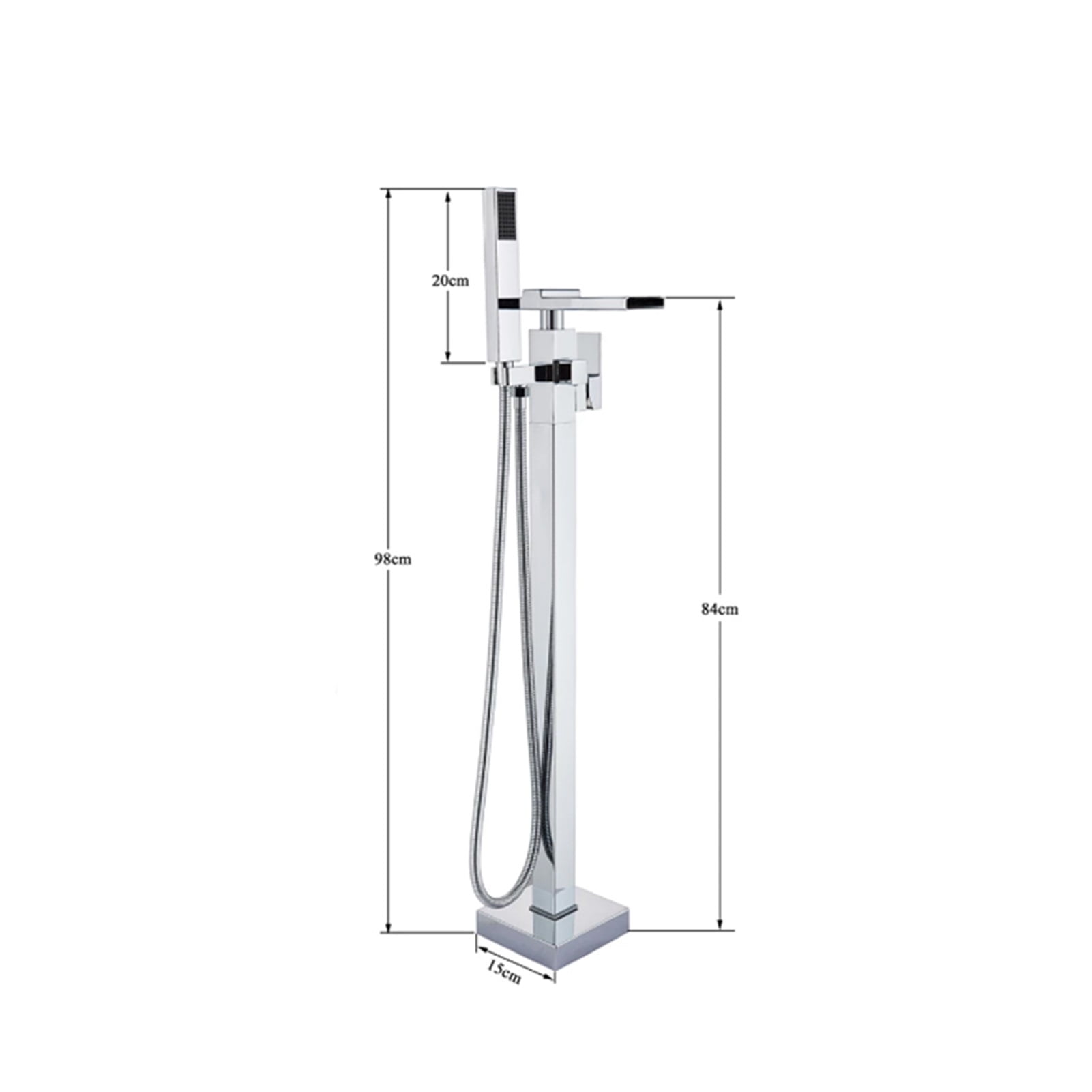 Matte Black Bathroom Standing Bathtub Faucet Tub Waterfall Spout Plastic Hand Shower Floor Stand Bath Tub Hot Cold Mixer Tap