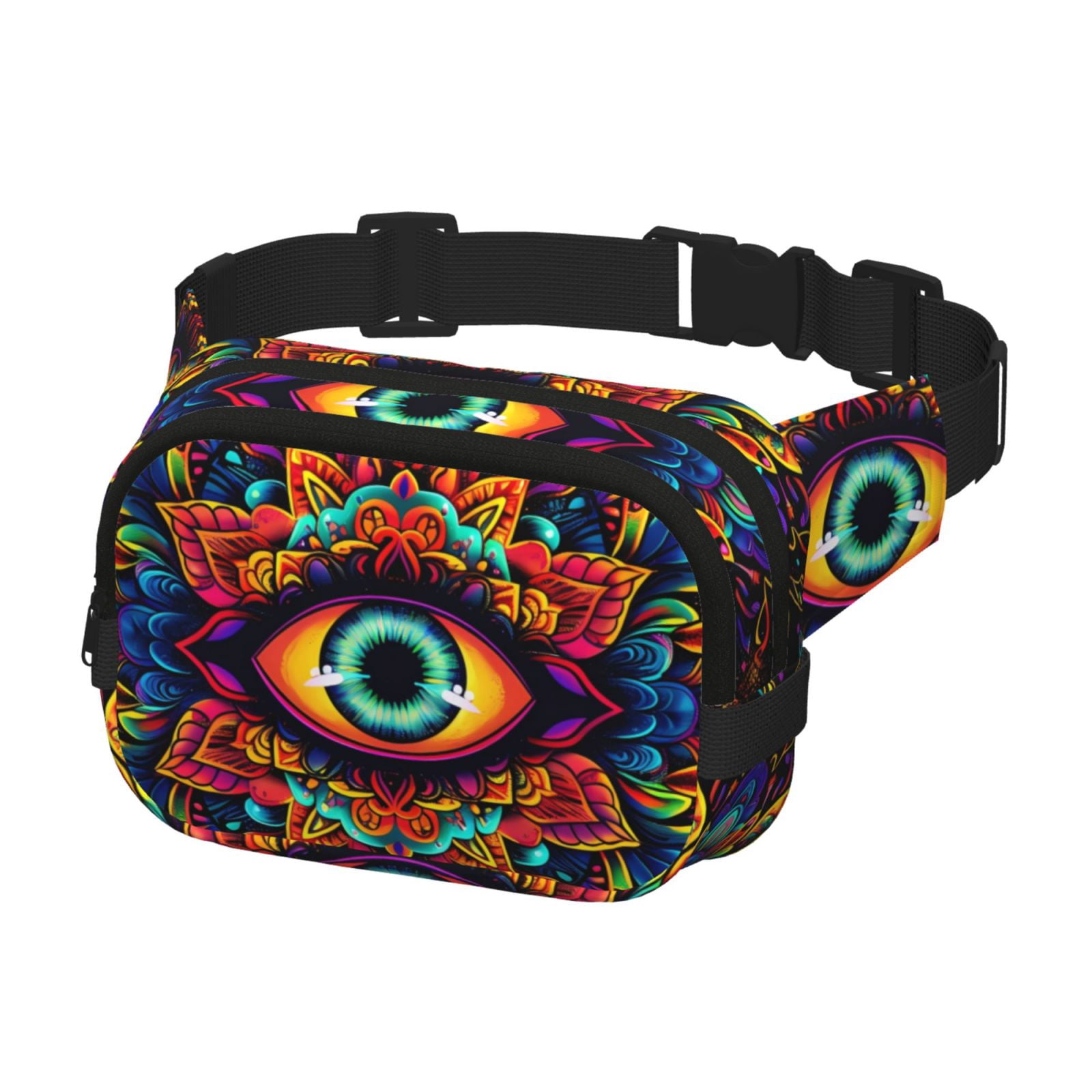Kdxio Vibrant Psychedelic Eye Crossbody Double Layer Waist Bag Belt Bag for Unisex Fanny Pack Fashion Waist Packs for Hiking Running Shopping Traveling