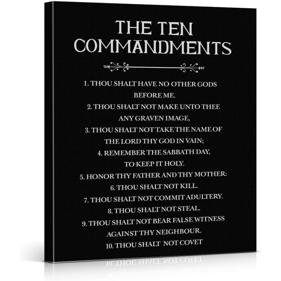The Ten Commandments Christian Framed Canvas Wall Art Decor, Bible Verse Scripture Print, Inspirational Religious Wall Decor Gift