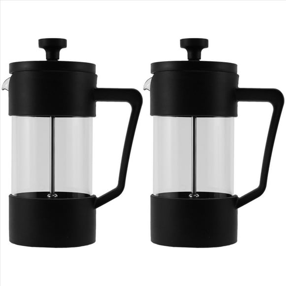 2X Prensa de Café Francesa & Tetera, Prensa de Café de Vidrio de Borosilicato Espesado, Libre de óxido Y Apta para Lavavajillas, Negro