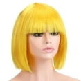 thumbnail image 3 of Spencer Short Bob Hair Wigs Straight with Flat Bangs Synthetic Colorful Daily Cosplay Anime Halloween Party Hair Wig for Women, Yellow, 3 of 10