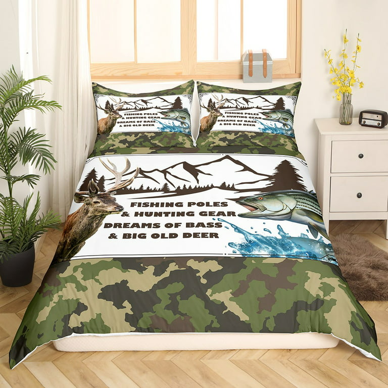 Camouflage Bedding Set Hunting Themed Elk Deer Comforter Cover for