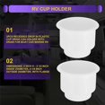 thumbnail image 4 of 3Pcs Recessed Drop in Plastic Cup Drink Can Holder with Drain for Boat Car Marine Rv (White), 4 of 5