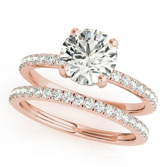 2.75 Ct Wonderful Round Natural Moissanite Diamond Engagement Ring Set for Women Solid 14K Rose Gold