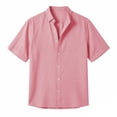 thumbnail image 4 of Miqool Men's Linen Shirts Casual Button Down Short Sleeve Shirts Summer Beach Shirt Vacation Wedding Shirt(Pink, L), 4 of 6