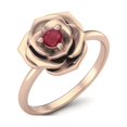 thumbnail image 2 of 3MM Round Ruby Glass Filled 925 Sterling Silver Rose Vermeil Blossom Rose Flower Solitaire Valentines Day Gifts Ring, 2 of 3