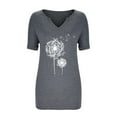 thumbnail image 3 of Oalirro Women's Tops, Tees & Blouses Women Blouses and Tops Fashion Women's Fashion Printed Casual V-neck Short Sleeve Loose T-shirt Tops Gray, 3 of 9