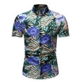 thumbnail image 1 of Pompotops Chemise Hawaïenne pour Homme à Manches Courtes de Plage à Col Montant Imprimée d'Été Décontractée à Boutons en Solde, 1 of 7