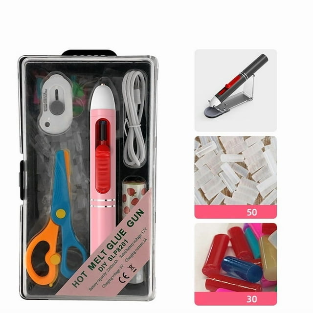 Mini Hot Glue Pen Cordless Hot Melt Glue Pen Colored Silicone Heat Glue Gun With Glue Sticks For Crafts School DIY Arts Home Quick Repairs ,Fast Preheating