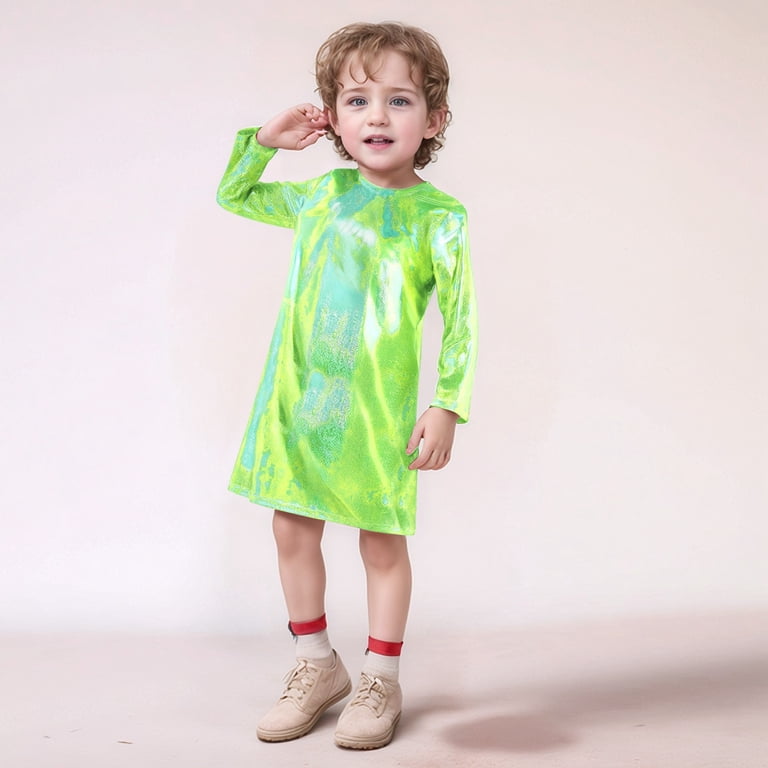 HUITKMM Girls Dresses Children's Fine Point Glitter Sequin Long