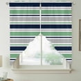 thumbnail image 5 of Minimalist Stripes Swag Valances for Windows 2 Pack Navy Blue Teal Grey Horizontal Stripe Modern Swag Kitchen Curtains 36 Inches Long Rod Pocket Short Window Treatment for Kitchen Bathroom 28"x36", 5 of 9