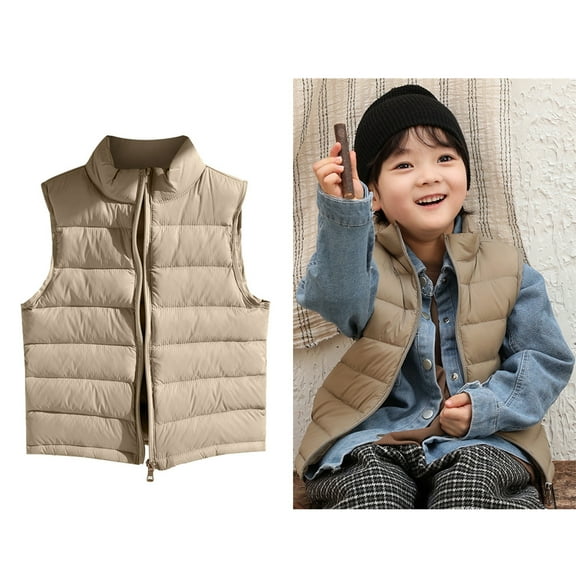 Little Girls Boys Puffer Vest Teen Girls Winter Vest Stand Collar Lightweight Water-Resistant Zip Up Sleeveless Jacket Warm Outerwear 11-12 Years