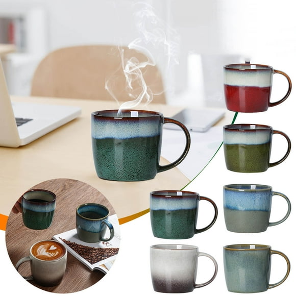 AHMT Ceramic Coffee Mug Tea Cups Hanmade Kiln Altered Glaze Porcelain Coffee Mug with Big Handle for Office and Home Dishwasher and Microwave Safe