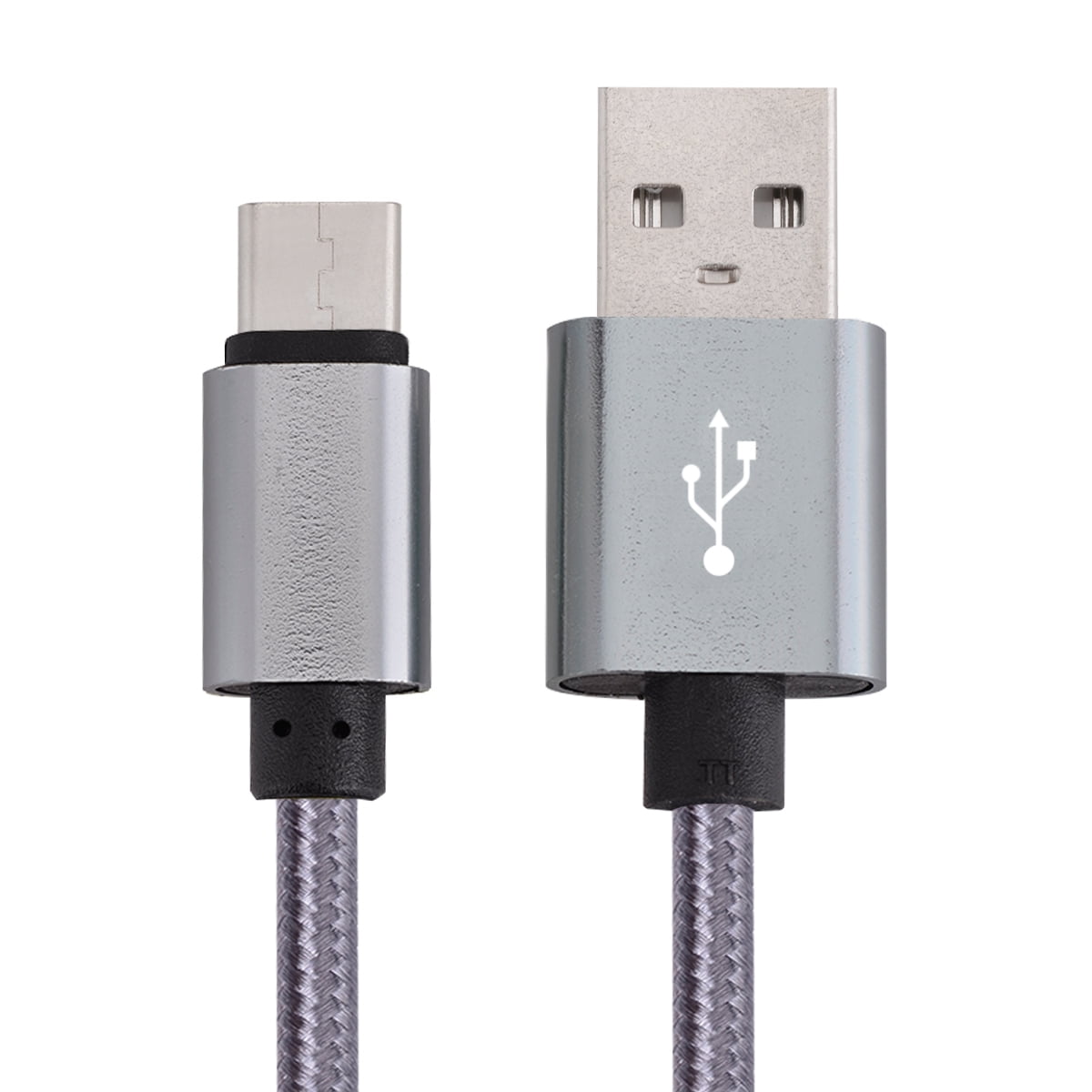 for Essential PH-1 Huawei Google Nexus 6P Silver Metal Braided USB Cable Charge Power Sync Type-C Wire 6ft Long USB-C Data Cord Huawei Honor 8 Supports Fast Charge