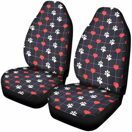 2 Pcs Car Seat Covers Drive Protector For Women Girls Red Heart With Paw Design Auto Replacement Parts Universal Fit Van Trunk Suv Canada - Replacement Parts For Booster Seat