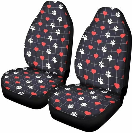 2 Pcs Car Seat Covers Drive Protector For Women Girls Red Heart With Paw Design Auto Replacement Parts Universal Fit Van Trunk Suv Canada - Replacement Parts For Booster Seat 2 Pcs Car Seat Covers Drive Protector For Women Girls Red Heart With Paw Design Auto Replacement Parts Universal Fit Van Trunk Suv Canada - Replacement Parts For Booster Seat