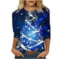 thumbnail image 2 of Holiday Gifts! Titcea Christmas Shirts for Women 3/4 Sleeve Crewneck Cute Christmas Print Pullover Sweaters 2024 Loose Comfort Casual Tops, 2 of 5