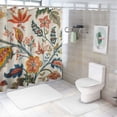 thumbnail image 7 of RUIYC Chic Modern Bathroom Decor Shower Curtain Multiple Sizes Blue Gold Tan Jacobean Abstract Red Flower Retro Style White, 7 of 7
