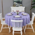 thumbnail image 2 of Purple Cartoon Narwhal Pattern Round Tablecloth 60"x60",Wrinkle Wipeable Table Cloth for Kitchen Dining Room Picnic Patio Party, 2 of 6